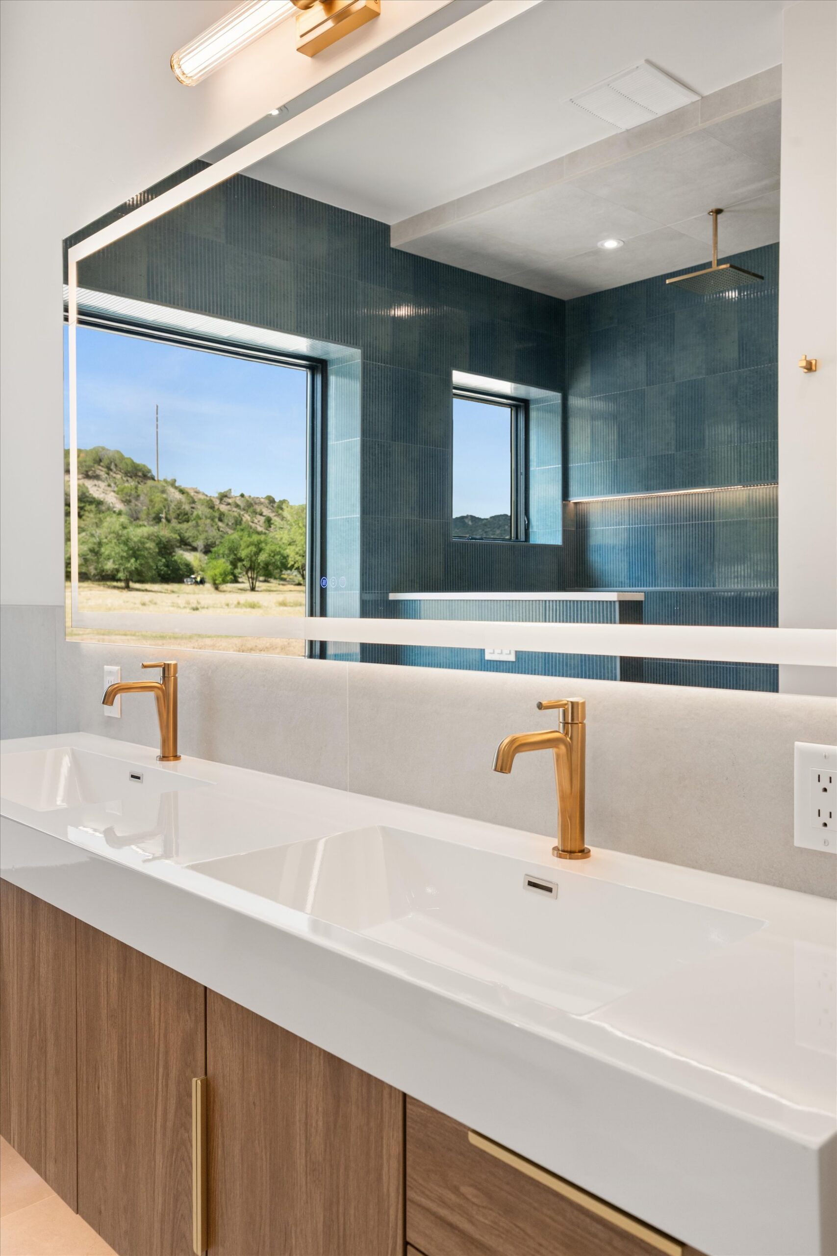 Primary bath vanity and mirror detail