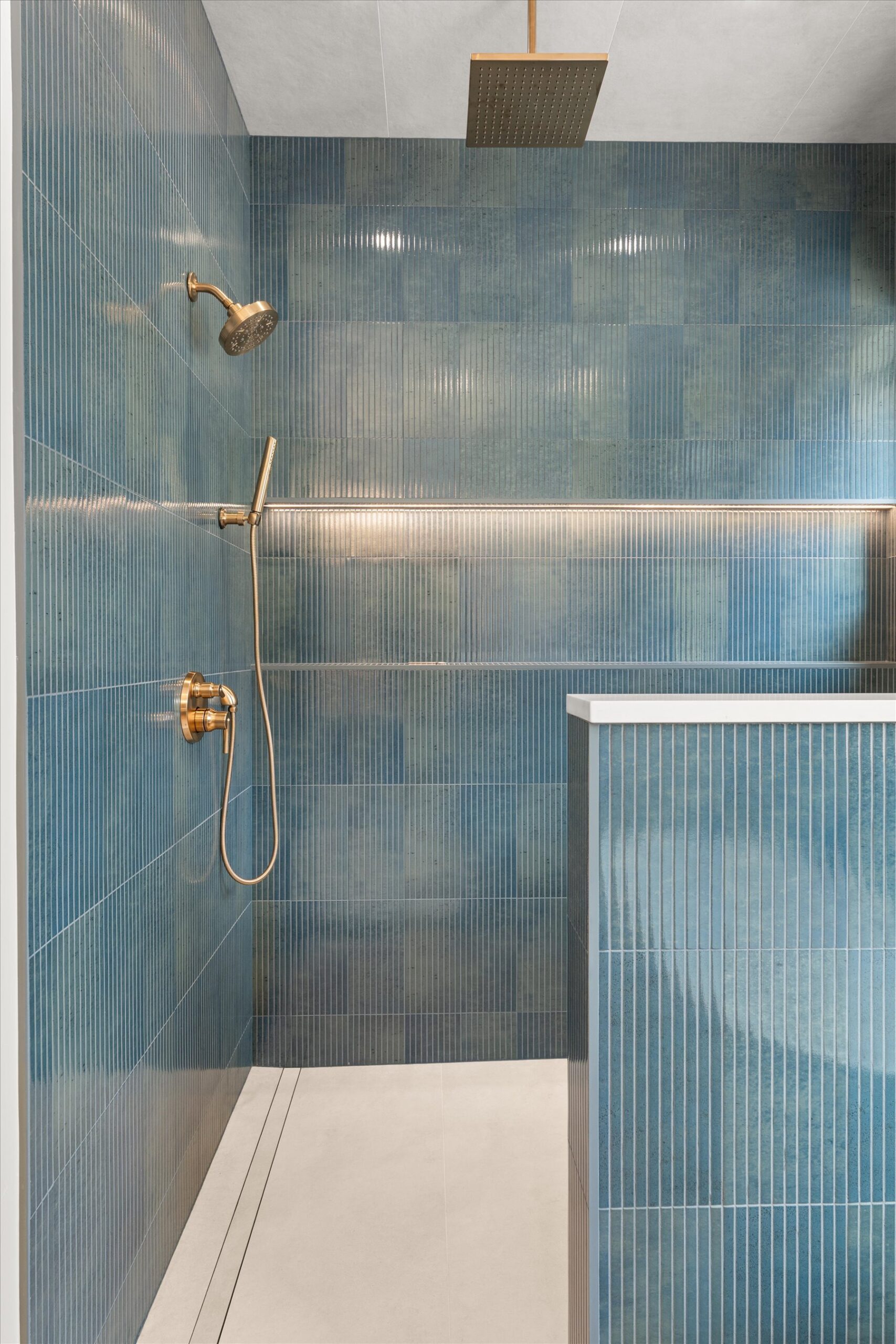 Shower fixture detail with rain shower head